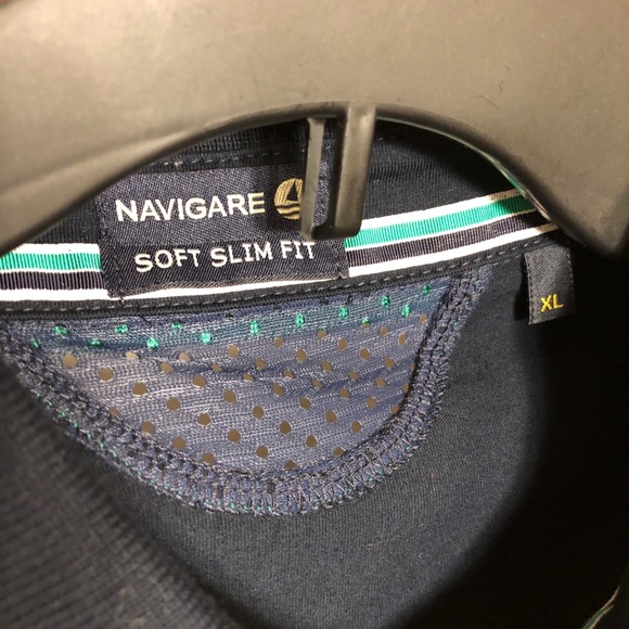 NAVIGARE Mens Polo Shirt Short Sleeve Dark Blue L - Picture 3 of 10